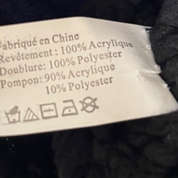 Just Cozy Knit Hat Bonnet Blue Pom Pom  Ball Cable Knit Thermal Lining OS New - Picture 9 of 9